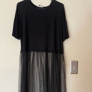 Black Mesh Bottom Dress